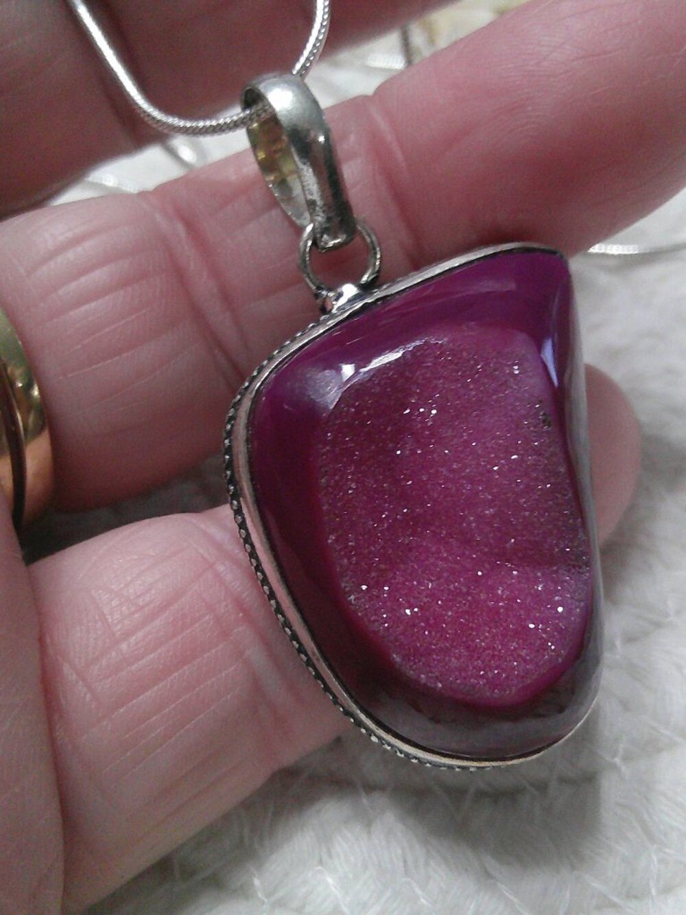 Gorgeous PINK BOTSWANA AGATE Handmade Sterling 925 Pendant/Chain #238F